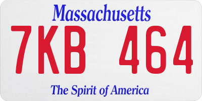 MA license plate 7KB464