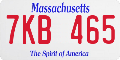 MA license plate 7KB465