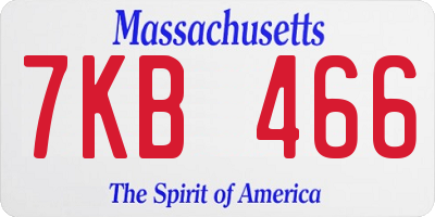 MA license plate 7KB466