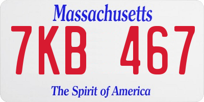 MA license plate 7KB467
