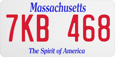 MA license plate 7KB468