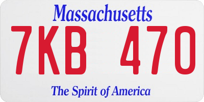 MA license plate 7KB470