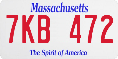 MA license plate 7KB472