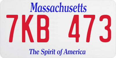MA license plate 7KB473