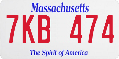MA license plate 7KB474