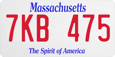 MA license plate 7KB475
