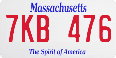 MA license plate 7KB476
