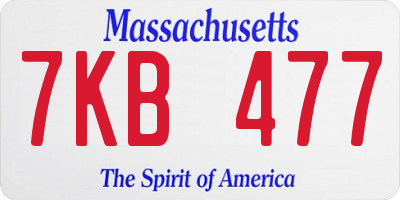MA license plate 7KB477