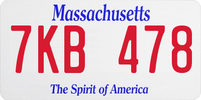 MA license plate 7KB478