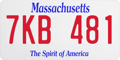 MA license plate 7KB481