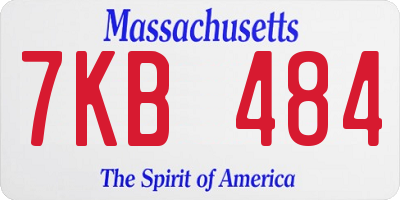 MA license plate 7KB484