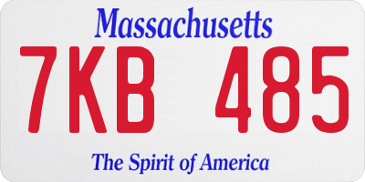 MA license plate 7KB485