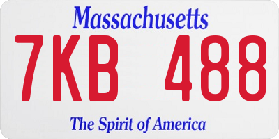 MA license plate 7KB488