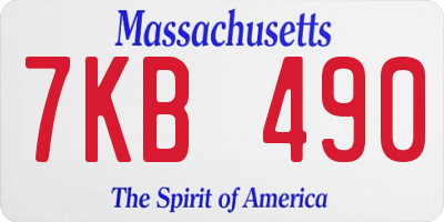 MA license plate 7KB490
