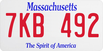 MA license plate 7KB492