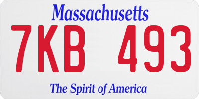 MA license plate 7KB493