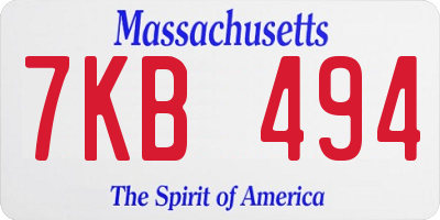 MA license plate 7KB494