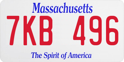 MA license plate 7KB496