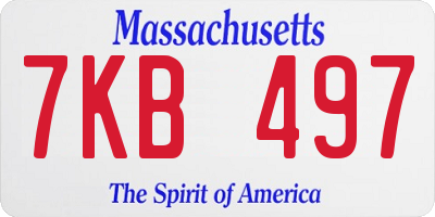 MA license plate 7KB497