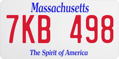 MA license plate 7KB498