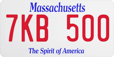 MA license plate 7KB500