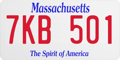 MA license plate 7KB501