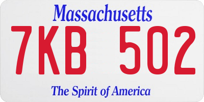MA license plate 7KB502