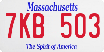 MA license plate 7KB503