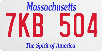 MA license plate 7KB504