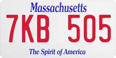 MA license plate 7KB505
