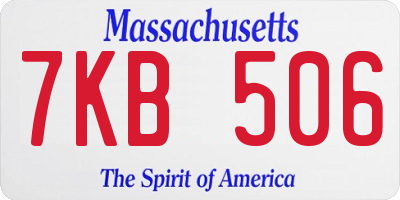 MA license plate 7KB506