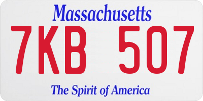 MA license plate 7KB507
