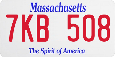 MA license plate 7KB508