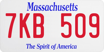 MA license plate 7KB509