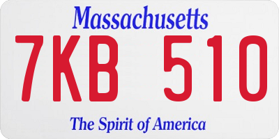 MA license plate 7KB510