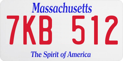 MA license plate 7KB512