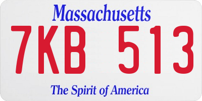 MA license plate 7KB513