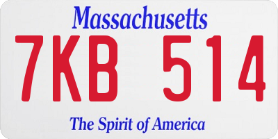 MA license plate 7KB514