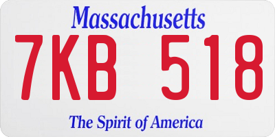 MA license plate 7KB518