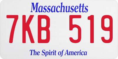 MA license plate 7KB519