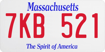 MA license plate 7KB521