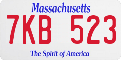 MA license plate 7KB523
