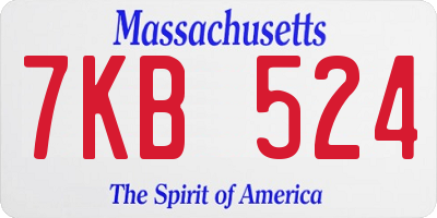 MA license plate 7KB524