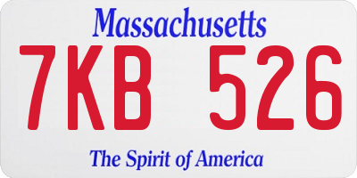 MA license plate 7KB526