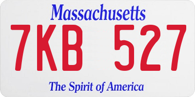 MA license plate 7KB527