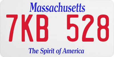 MA license plate 7KB528