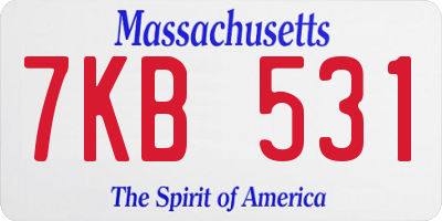 MA license plate 7KB531
