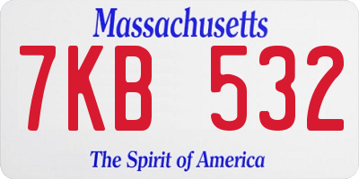 MA license plate 7KB532