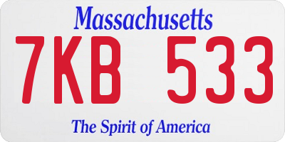 MA license plate 7KB533