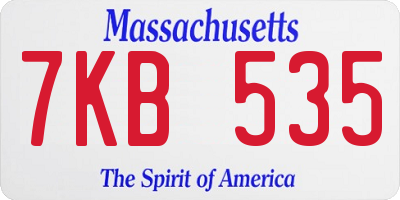 MA license plate 7KB535